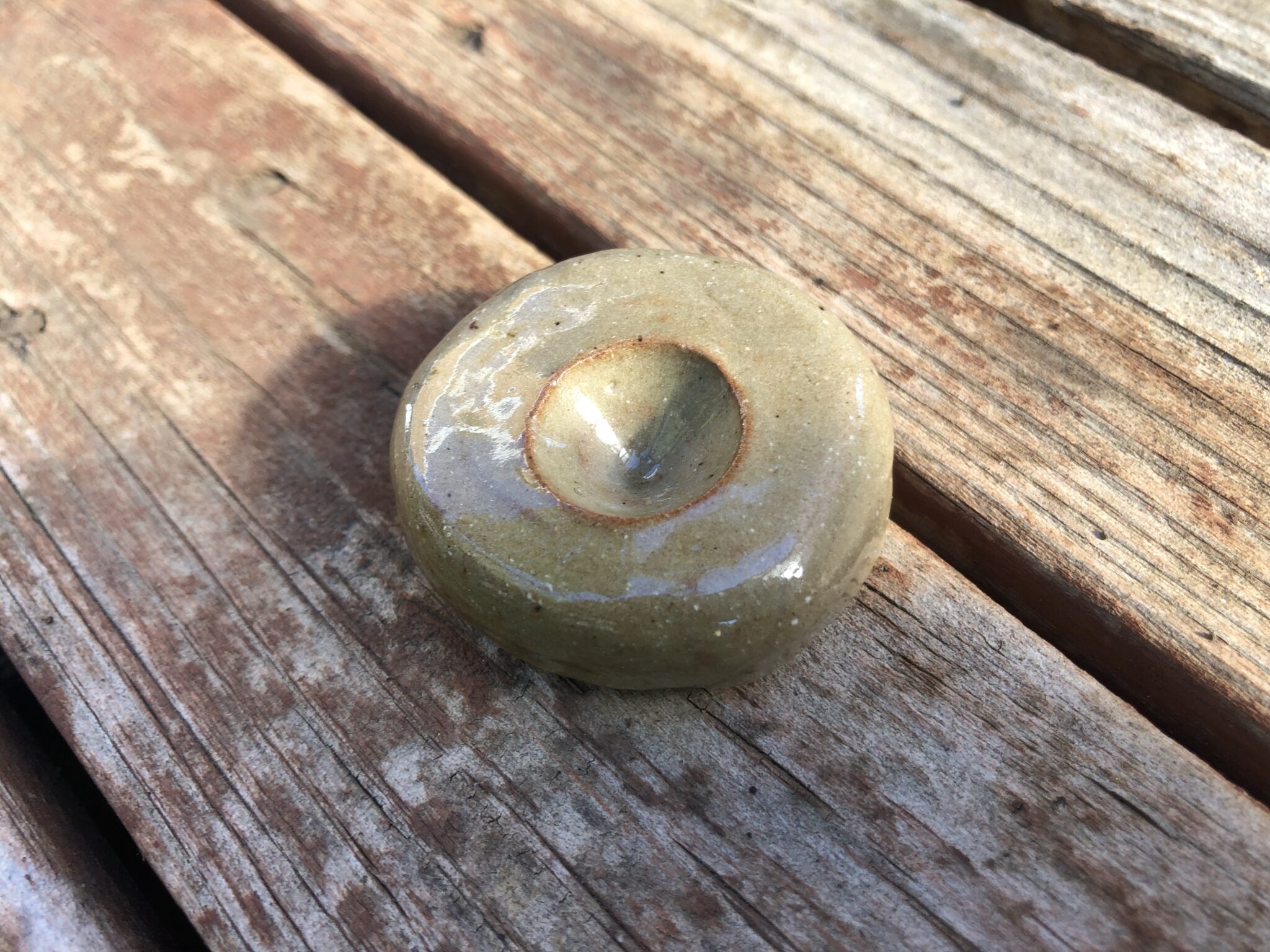 Ceramic Zero Friction Kiln Fired Palm Stone.(Fire Bow Drill,Bearing Block) Serat Bushcraft